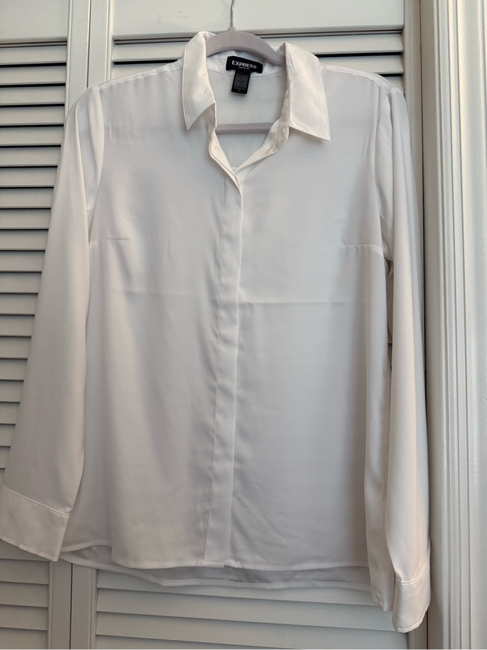 Express Men's Ivory-White Button-Front Dress Shirt